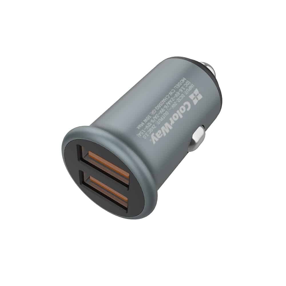 ColorWay - Mini Φορτιστής Αυτοκινήτου (CW-CHA036Q-GR) - 2x USB, Quick Charge 2.0 & 3.0, 36W, 3A, Huawei FCP, Auto ID Chip, 24V - Γκρι 4