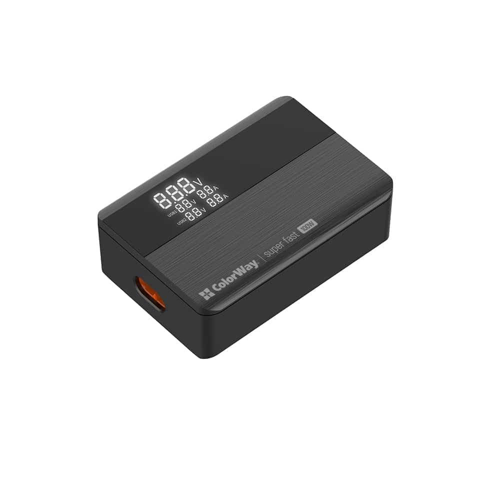 ColorWay - Φορτιστής CW-CHS041PD-BK) - 2xUSB QC, 2xType-C PD3.0 PPS, Huawei FCP, VOOC, 100W, LED Οθόνη - Μαύρο 4