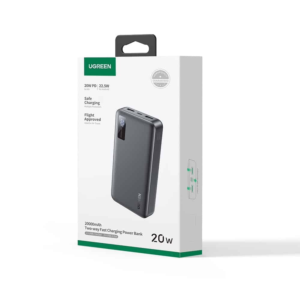 Ugreen - Power Bank PB312 (25683) - Γρήγορη Φόρτιση, Ψηφιακή Οθόνη, 20000mAh, 2x USB, 2x Type-C, 22.5W, PD3.0, 5V/3A - Μαύρο 13