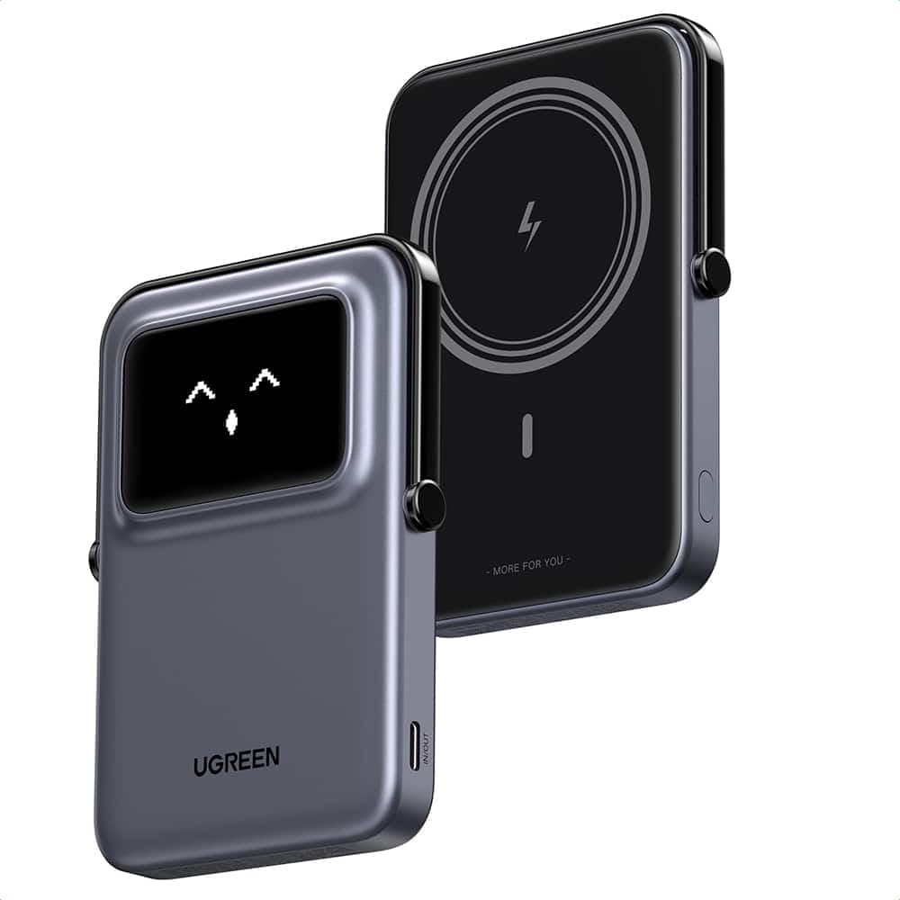 Ugreen - Power Bank PB571 (35605B) - με Ψηφιακή Οθόνη, Γρήγορη Φόρτιση, Μαγνητικό, Ασύρματο, 5000mAh, USB-C, 18W, 5V/3A - Γκρι