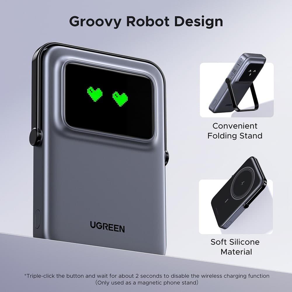 Ugreen - Power Bank PB571 (35605B) - με Ψηφιακή Οθόνη, Γρήγορη Φόρτιση, Μαγνητικό, Ασύρματο, 5000mAh, USB-C, 18W, 5V/3A - Γκρι 8