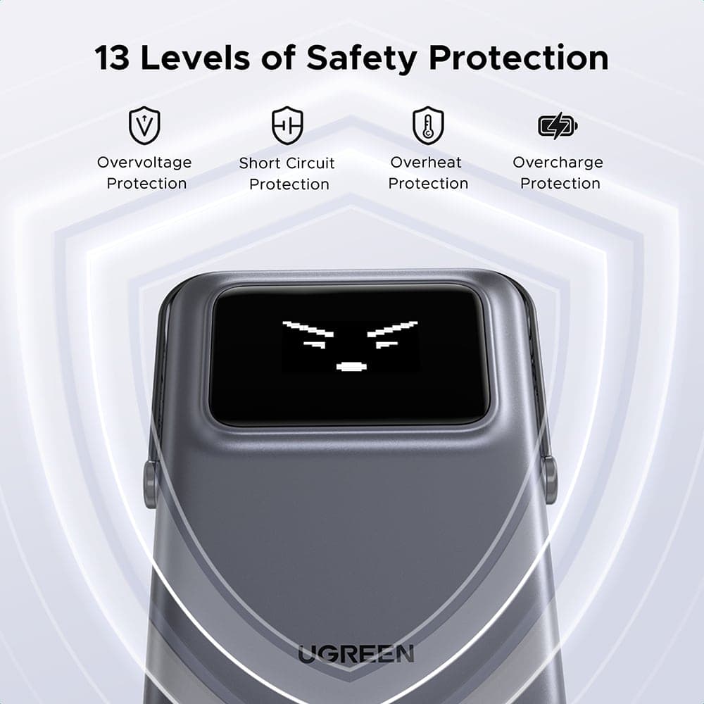Ugreen - Power Bank PB571 (35605B) - με Ψηφιακή Οθόνη, Γρήγορη Φόρτιση, Μαγνητικό, Ασύρματο, 5000mAh, USB-C, 18W, 5V/3A - Γκρι 12