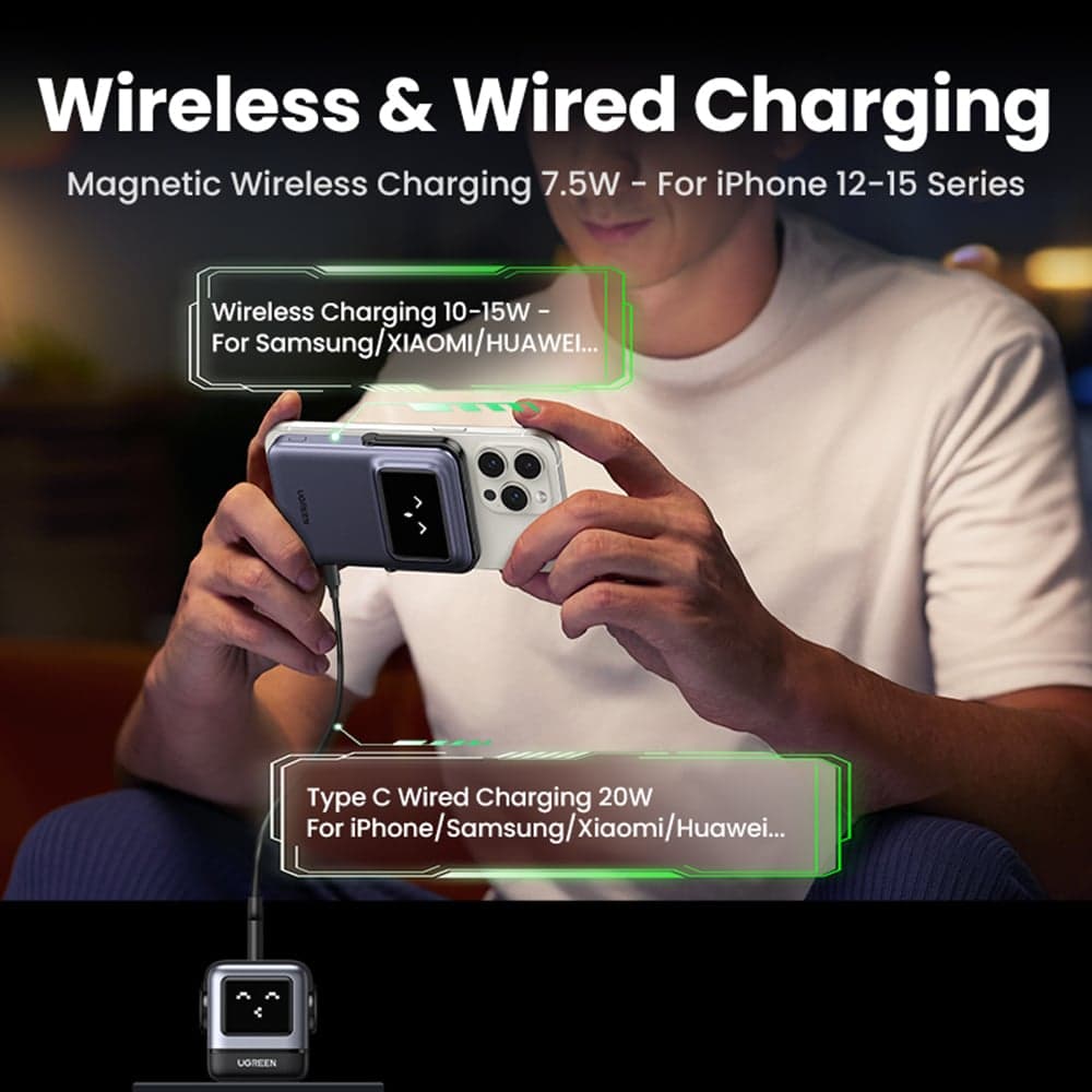 Ugreen - Power Bank PB571 (35605B) - με Ψηφιακή Οθόνη, Γρήγορη Φόρτιση, Μαγνητικό, Ασύρματο, 5000mAh, USB-C, 18W, 5V/3A - Γκρι 14