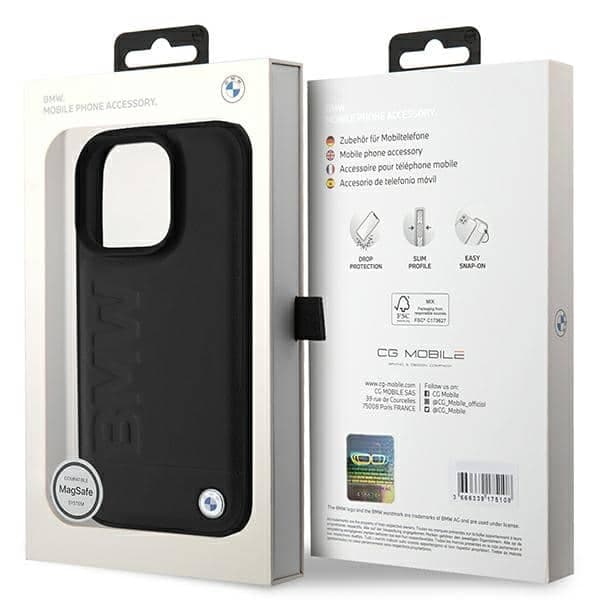 BMW Leather Hot Stamp MagSafe - θήκη για Apple iPhone 16 Pro Max - Μαύρο 8