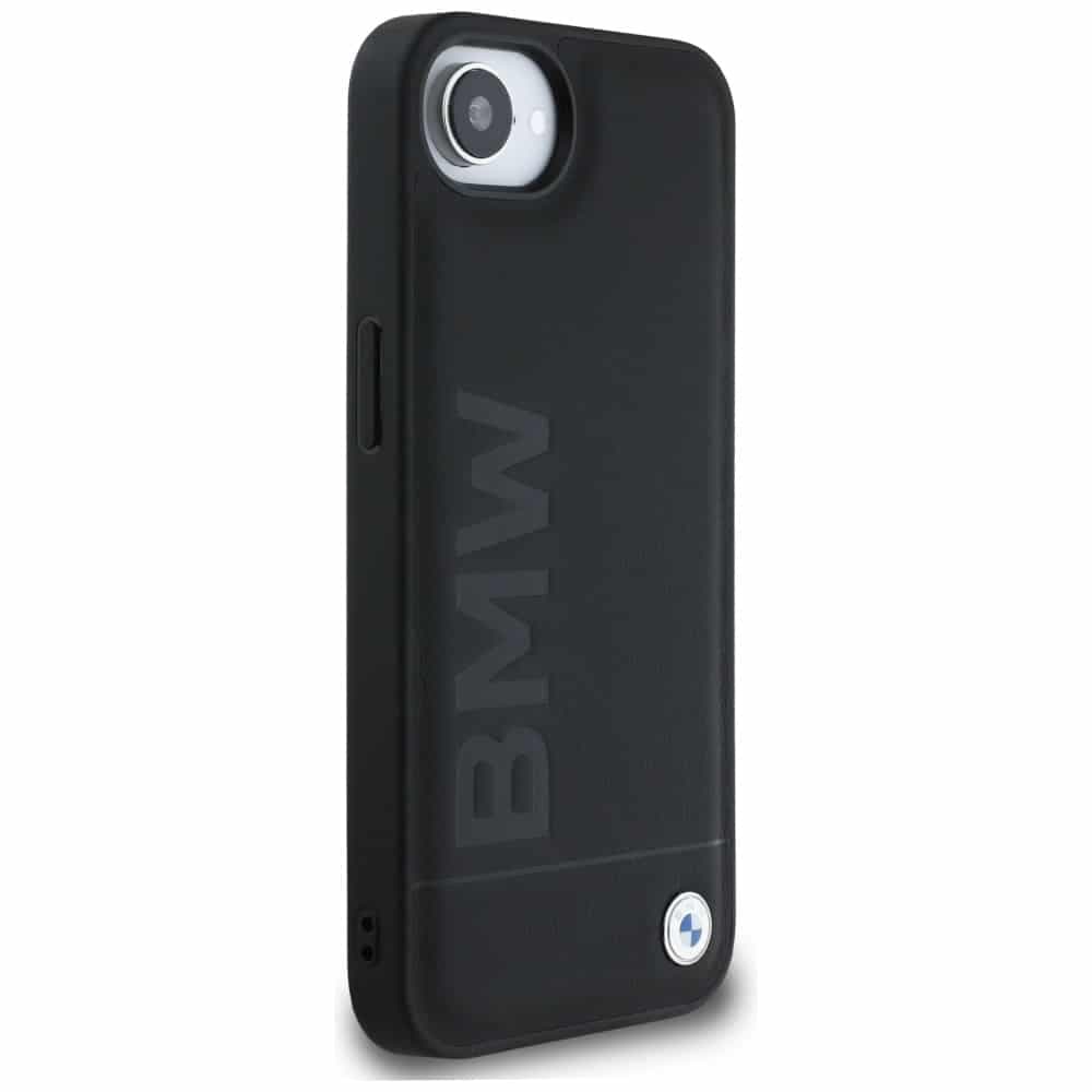 BMW Leather Hot Stamp - θήκη για Apple iPhone 16e - Μαύρο 4