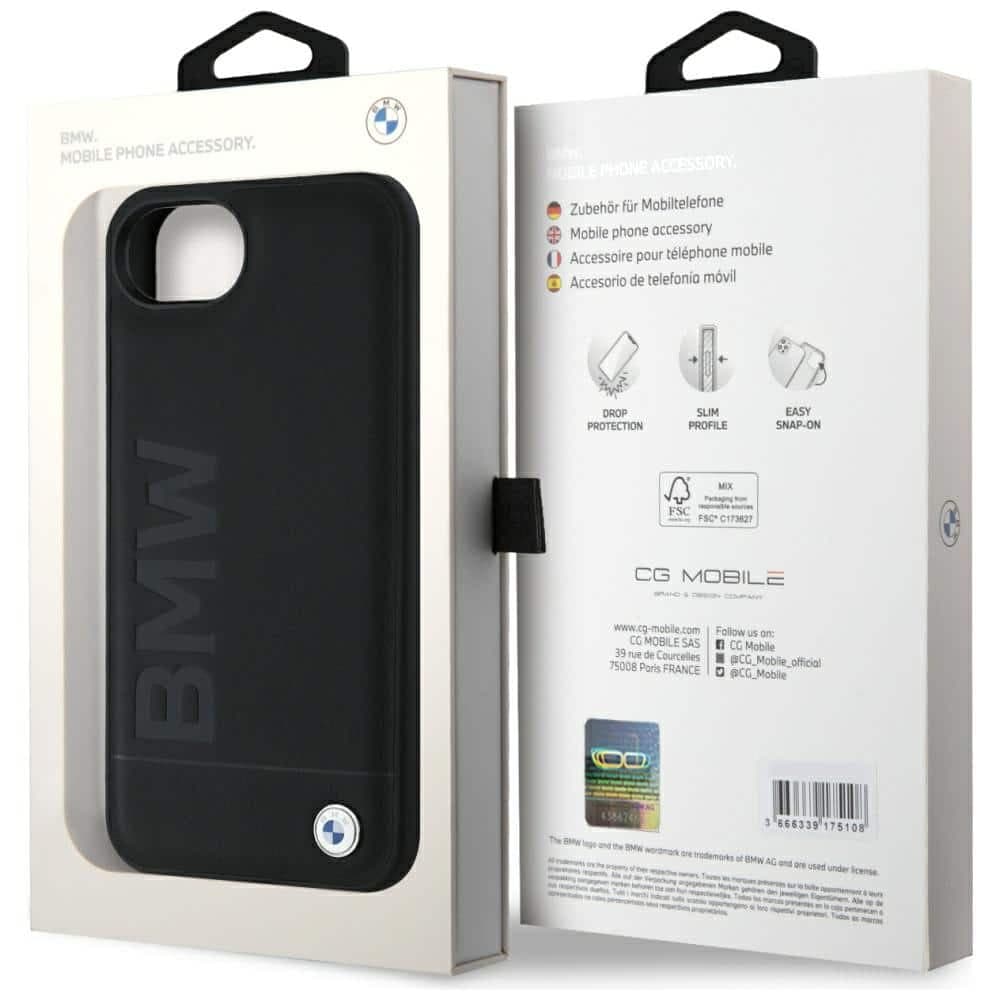 BMW Leather Hot Stamp - θήκη για Apple iPhone 16e - Μαύρο 8