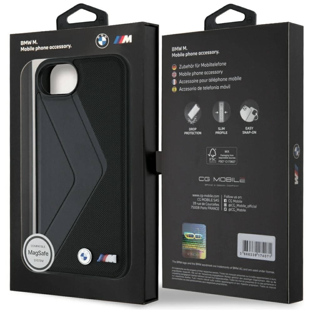 Case BMW Oversized Stripes MagSafe for  iPhone 16e black 8