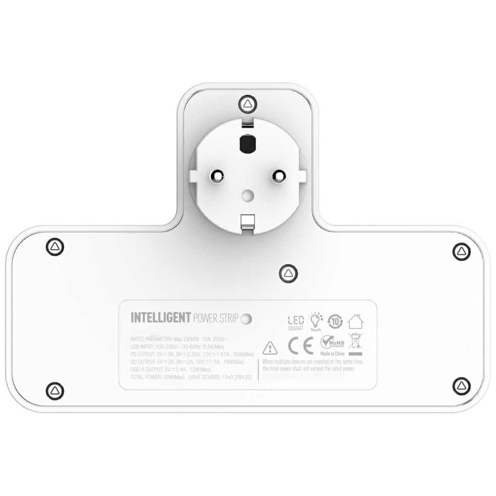 Beline πολύπριζο με LED φωτισμό 2xUSB-A/USB-C/2xAC λευκό 5
