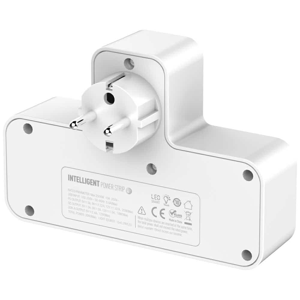 Beline πολύπριζο με LED φωτισμό 2xUSB-A/USB-C/2xAC λευκό 3