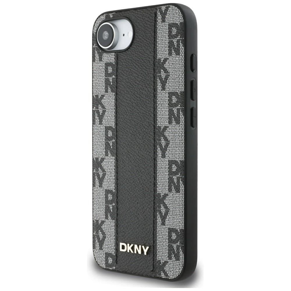 DKNY Leather Checkered Mono Pattern MagSafe - θήκη για Apple iPhone 16e - Μαύρο 2