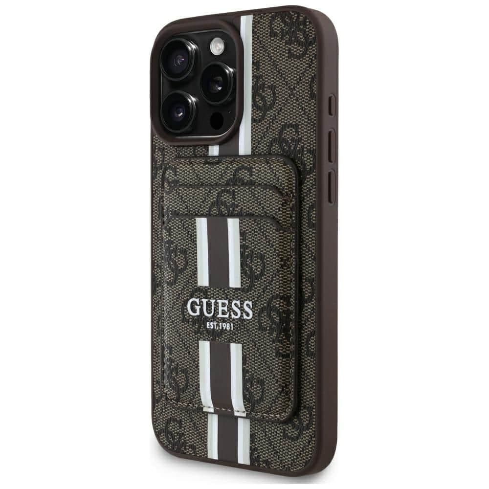 Guess 4G Stripes με Πορτοφόλι MagSafe - θήκη για Apple iPhone 16 Pro Max - Καφέ