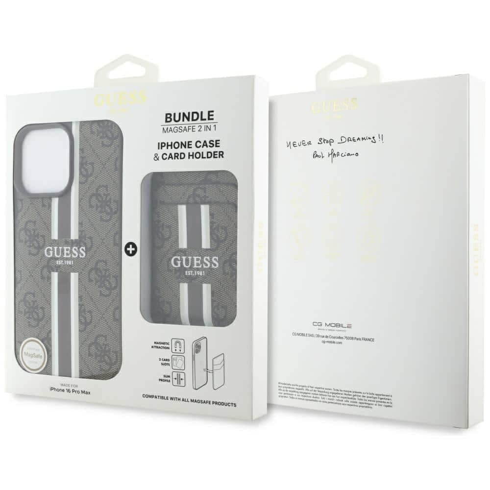 Guess 4G Stripes με Πορτοφόλι MagSafe - θήκη για Apple iPhone 16 Pro Max - Καφέ 6