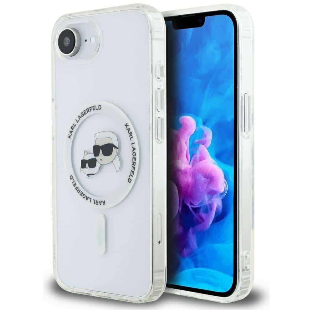 Karl Lagerfeld IML Metal Karl & Choupette Heads MagSafe - θήκη για Apple iPhone 16e - Λευκό