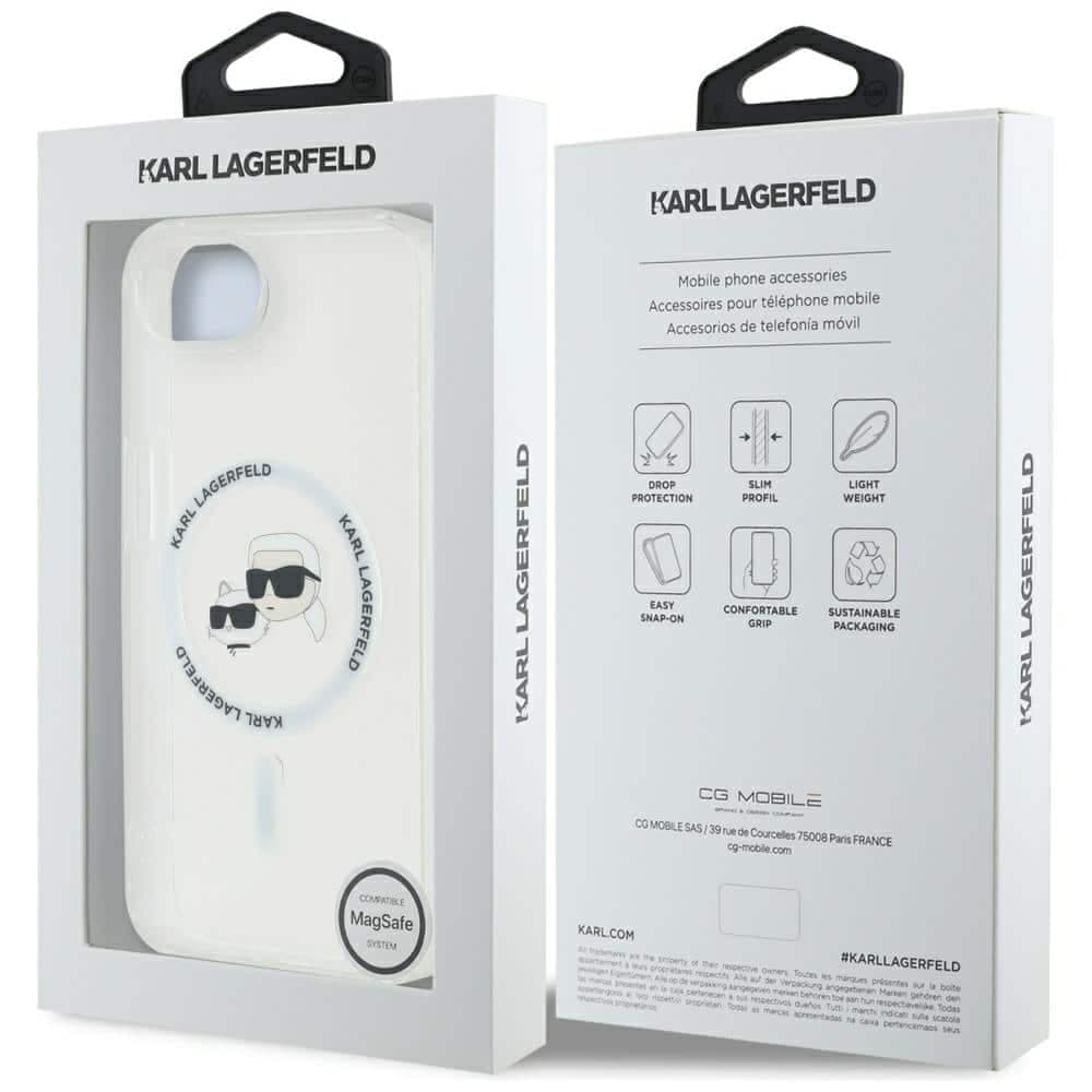 Karl Lagerfeld IML Metal Karl & Choupette Heads MagSafe - θήκη για Apple iPhone 16e - Λευκό 8