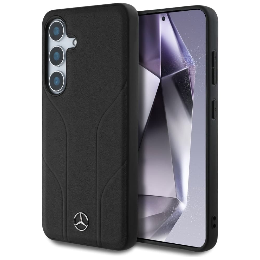 Mercedes Leather Debossed Lines - θήκη για Samsung Galaxy S25 - Μαύρο