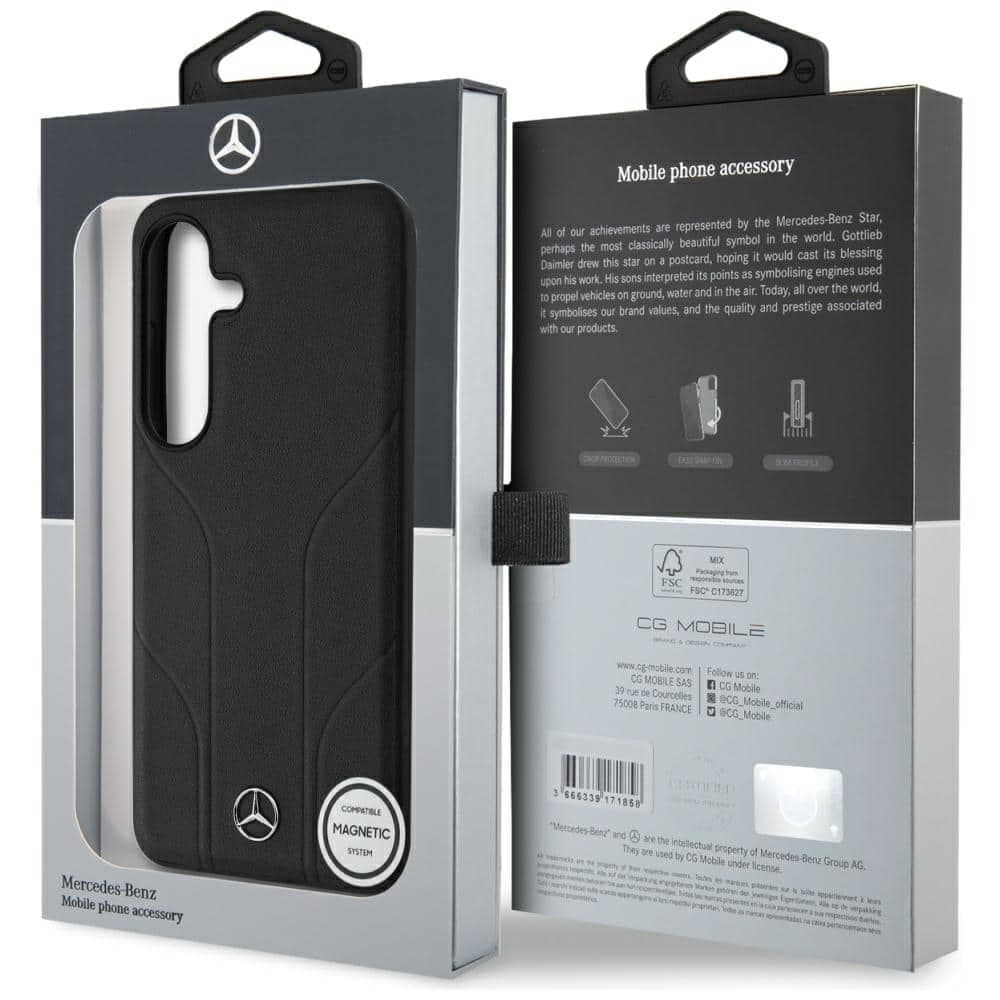 Mercedes Leather Debossed Lines - θήκη για Samsung Galaxy S25 - Μαύρο 8