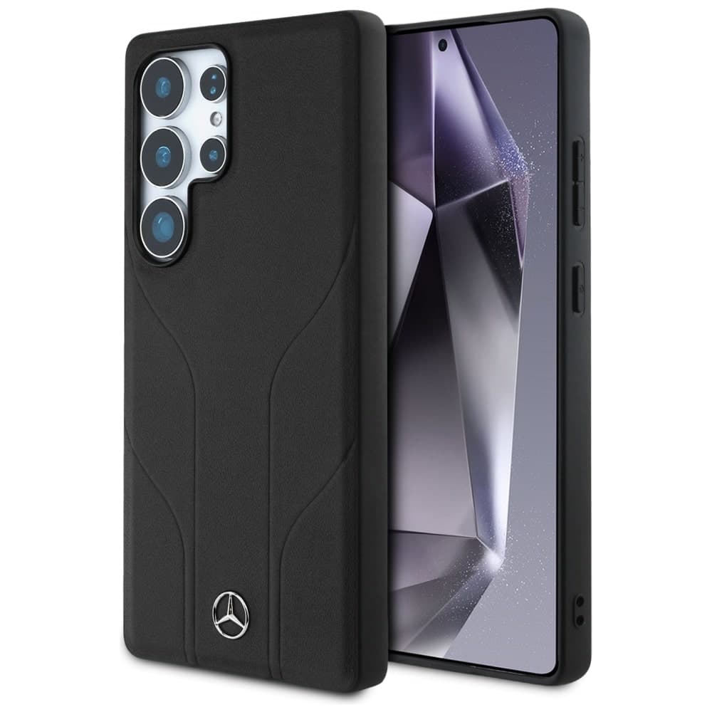 Mercedes Leather Debossed Lines - θήκη για Samsung Galaxy S25 Ultra - Μαύρο