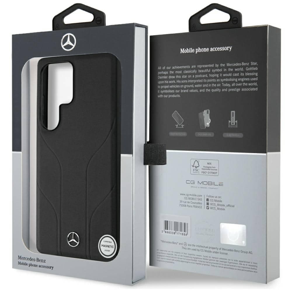 Mercedes Leather Debossed Lines - θήκη για Samsung Galaxy S25 Ultra - Μαύρο 8