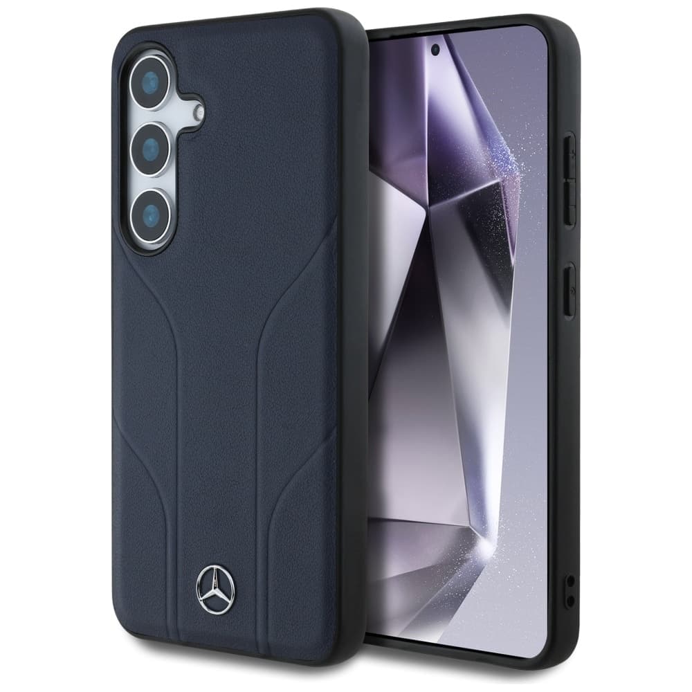 Mercedes Leather Debossed Lines - θήκη για Samsung Galaxy S25 - Μπλε