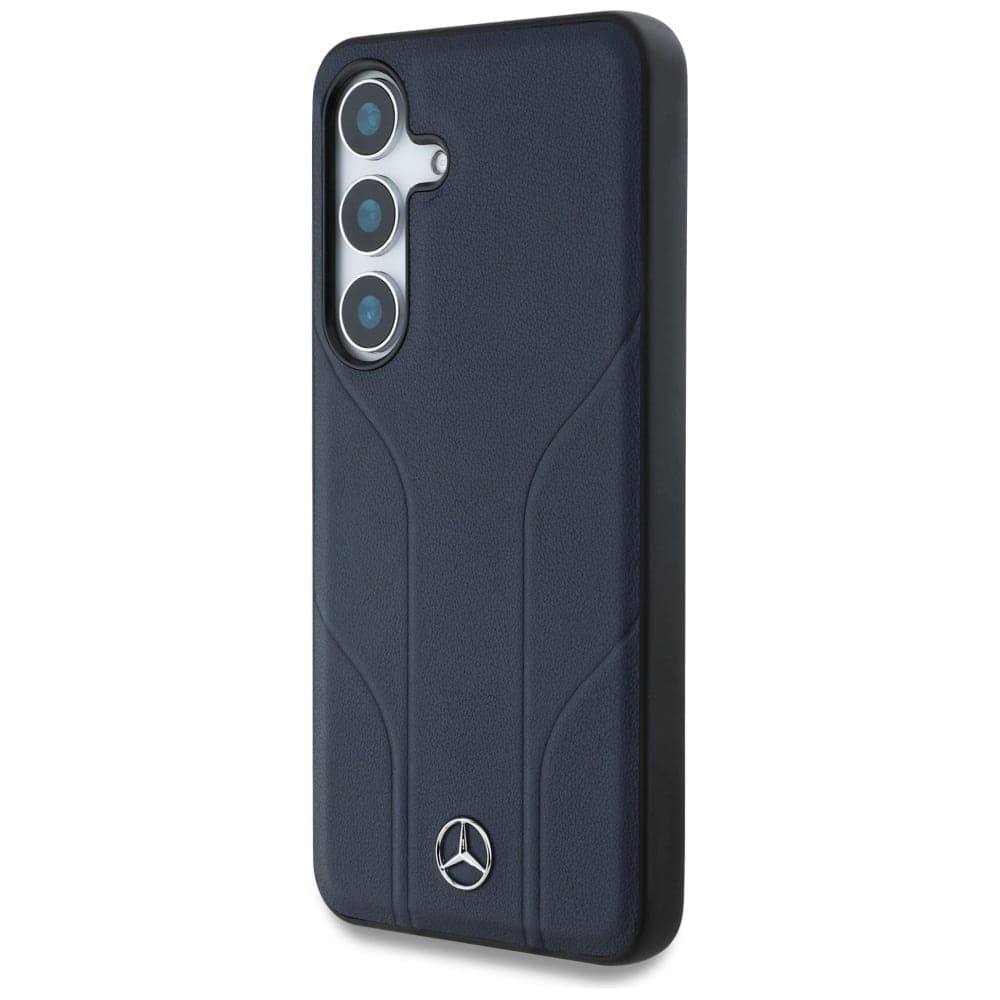 Mercedes Leather Debossed Lines - θήκη για Samsung Galaxy S25 - Μπλε 2