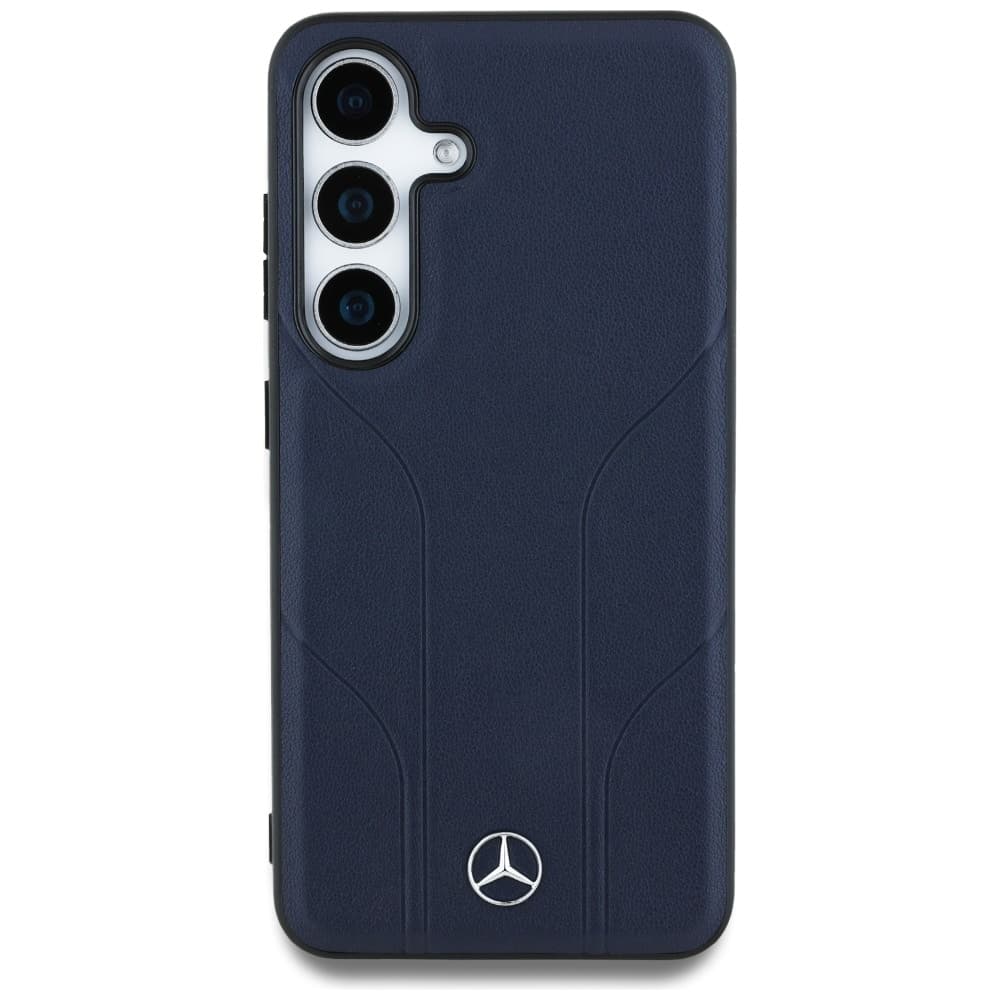 Mercedes Leather Debossed Lines - θήκη για Samsung Galaxy S25 - Μπλε 3