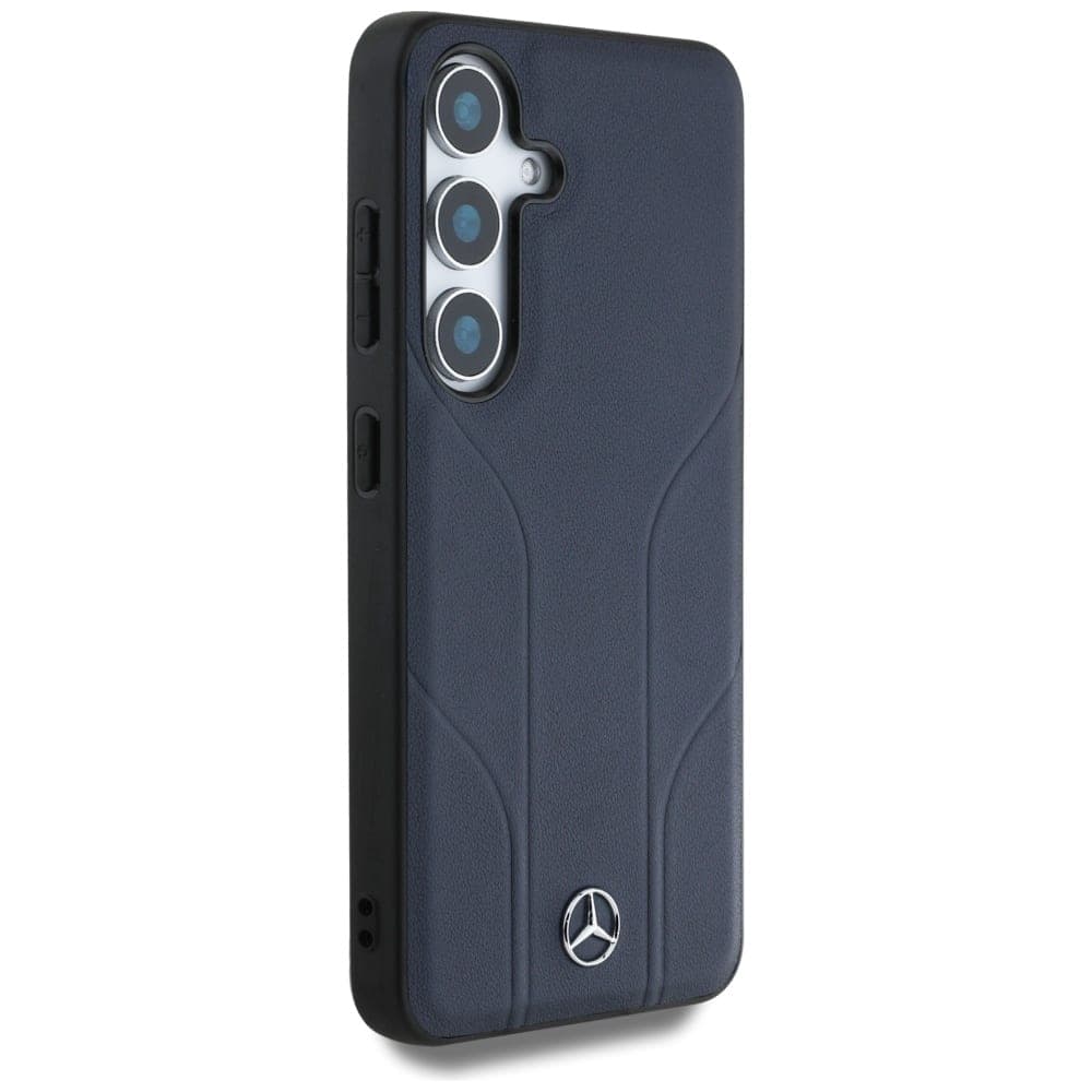 Mercedes Leather Debossed Lines - θήκη για Samsung Galaxy S25 - Μπλε 4