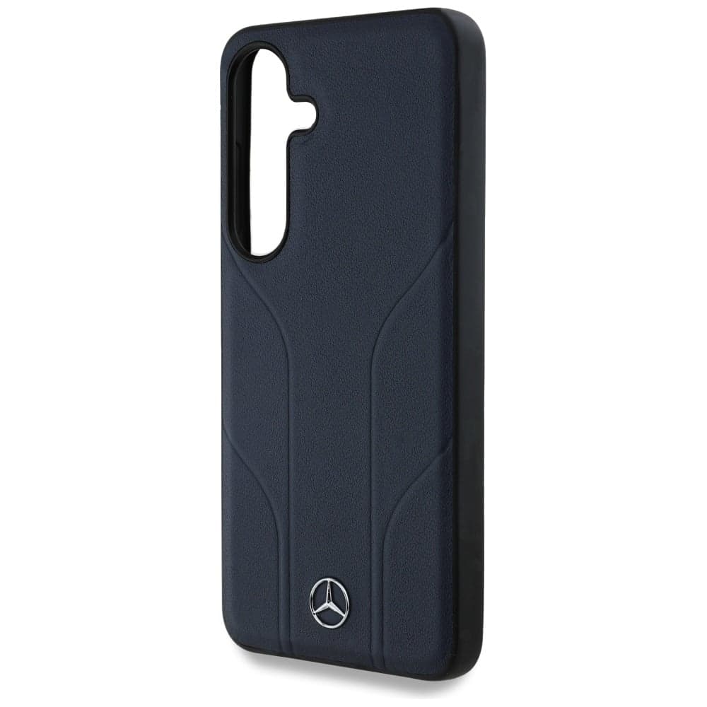 Mercedes Leather Debossed Lines - θήκη για Samsung Galaxy S25 - Μπλε 6