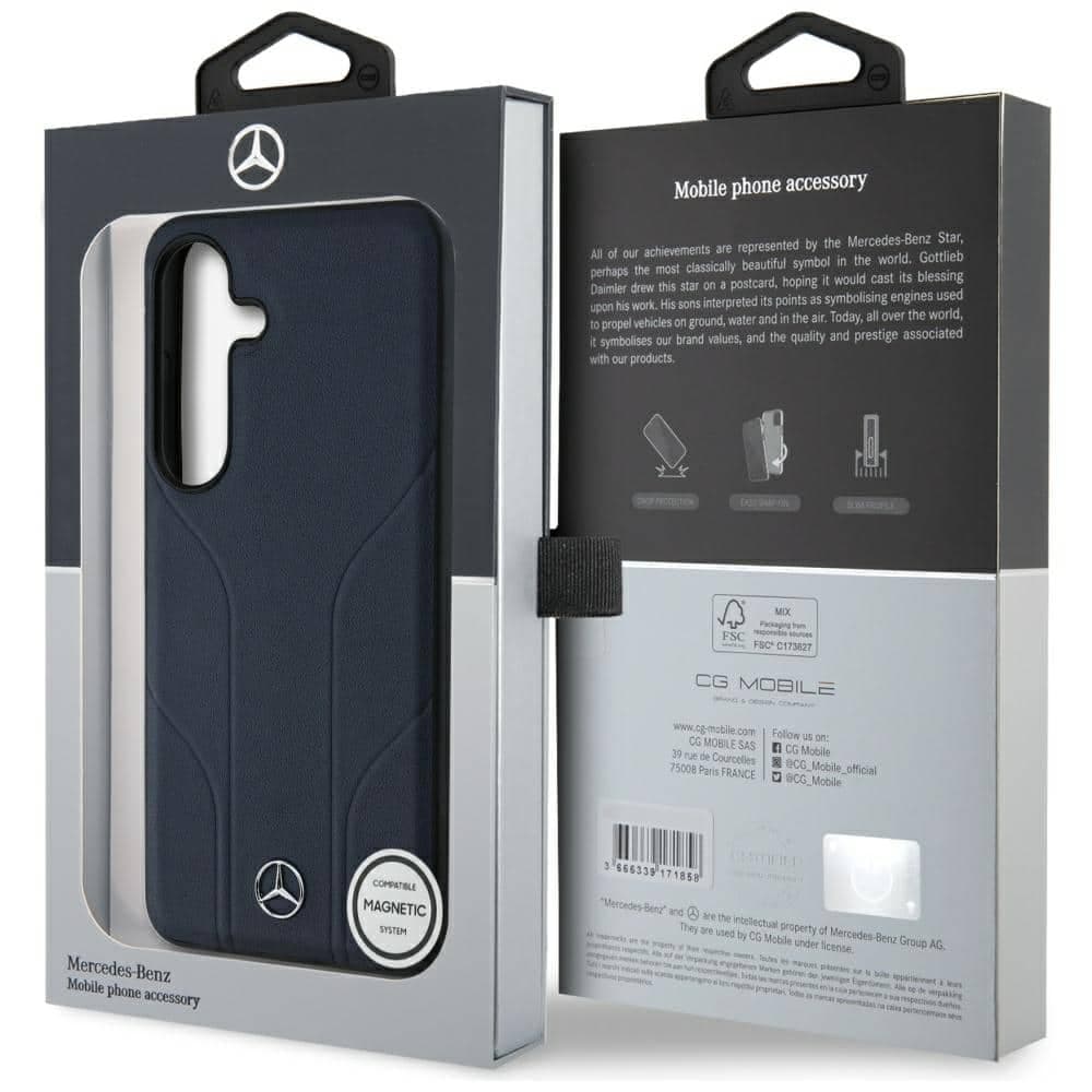Mercedes Leather Debossed Lines - θήκη για Samsung Galaxy S25 - Μπλε 8