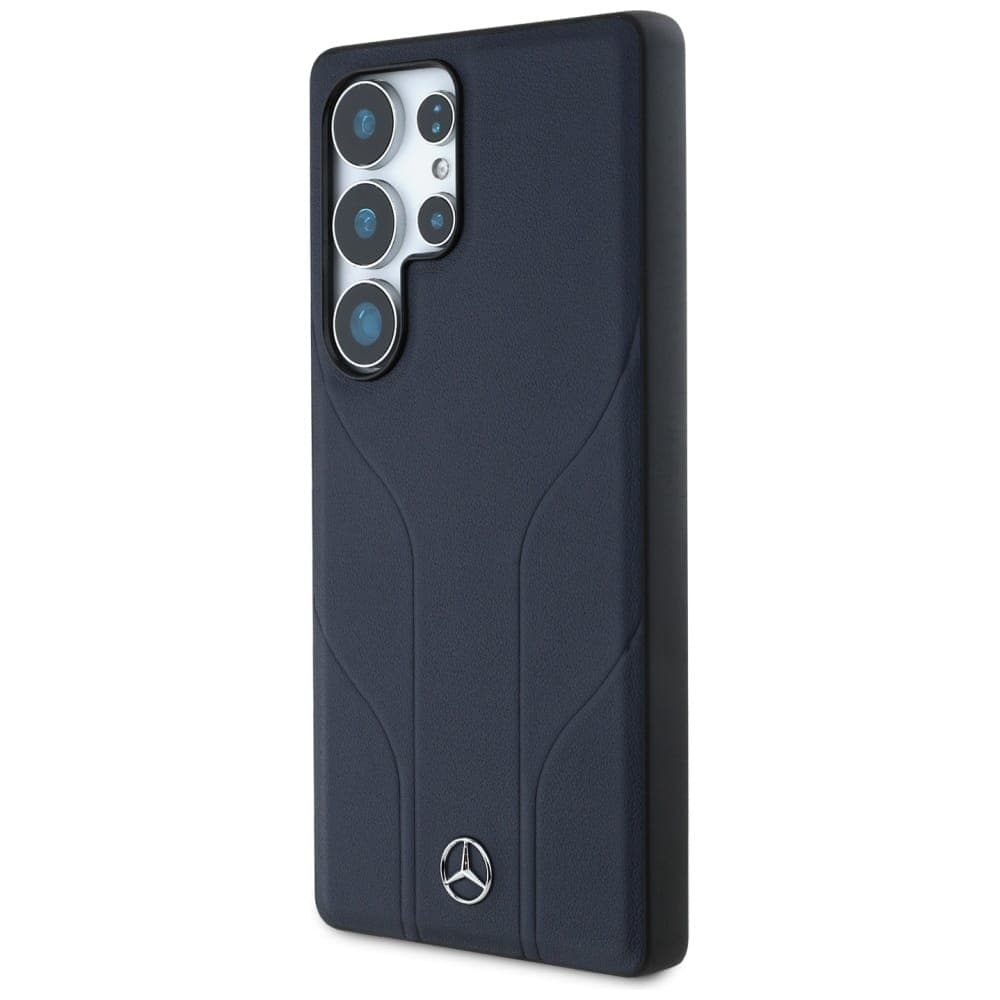 Mercedes Leather Debossed Lines - θήκη για Samsung Galaxy S25 Ultra - Μπλε 2