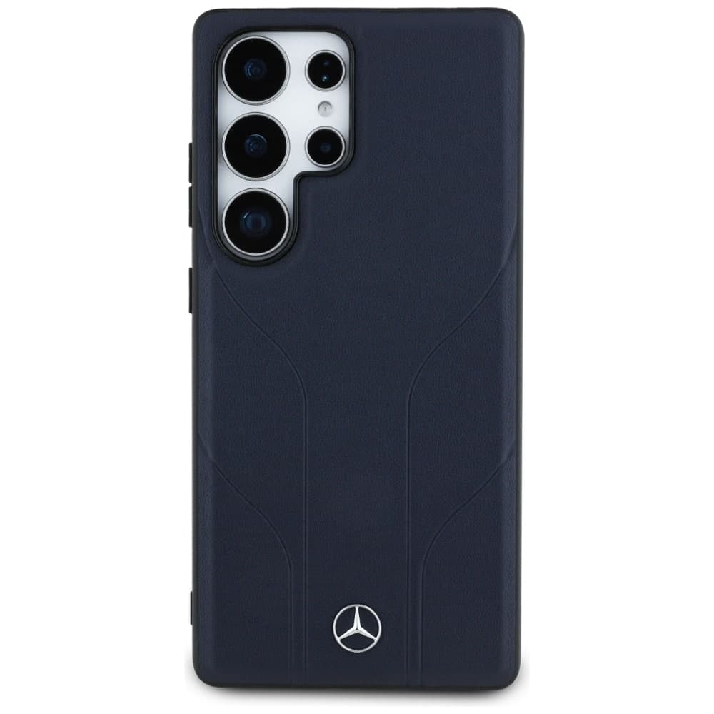 Mercedes Leather Debossed Lines - θήκη για Samsung Galaxy S25 Ultra - Μπλε 3