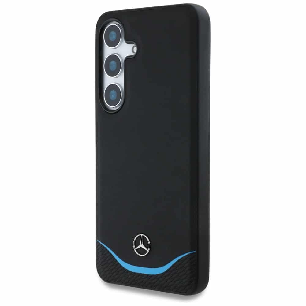 Mercedes Leather Contrasted Blue Horizontal Curve MagSafe case for Samsung Galaxy S25 black 2