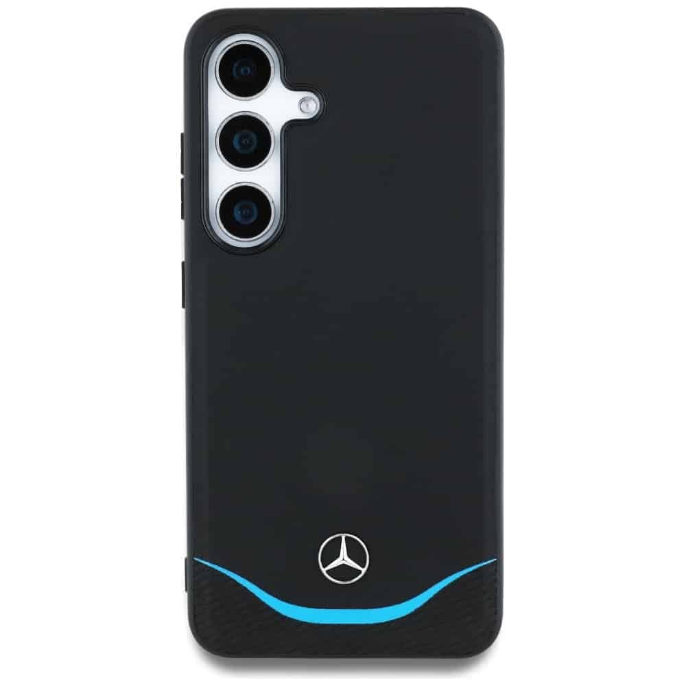 Mercedes Leather Contrasted Blue Horizontal Curve MagSafe case for Samsung Galaxy S25 black 3