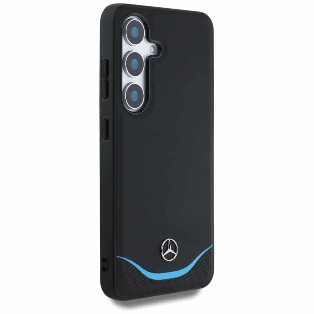 Mercedes Leather Contrasted Blue Horizontal Curve MagSafe case for Samsung Galaxy S25 black 4