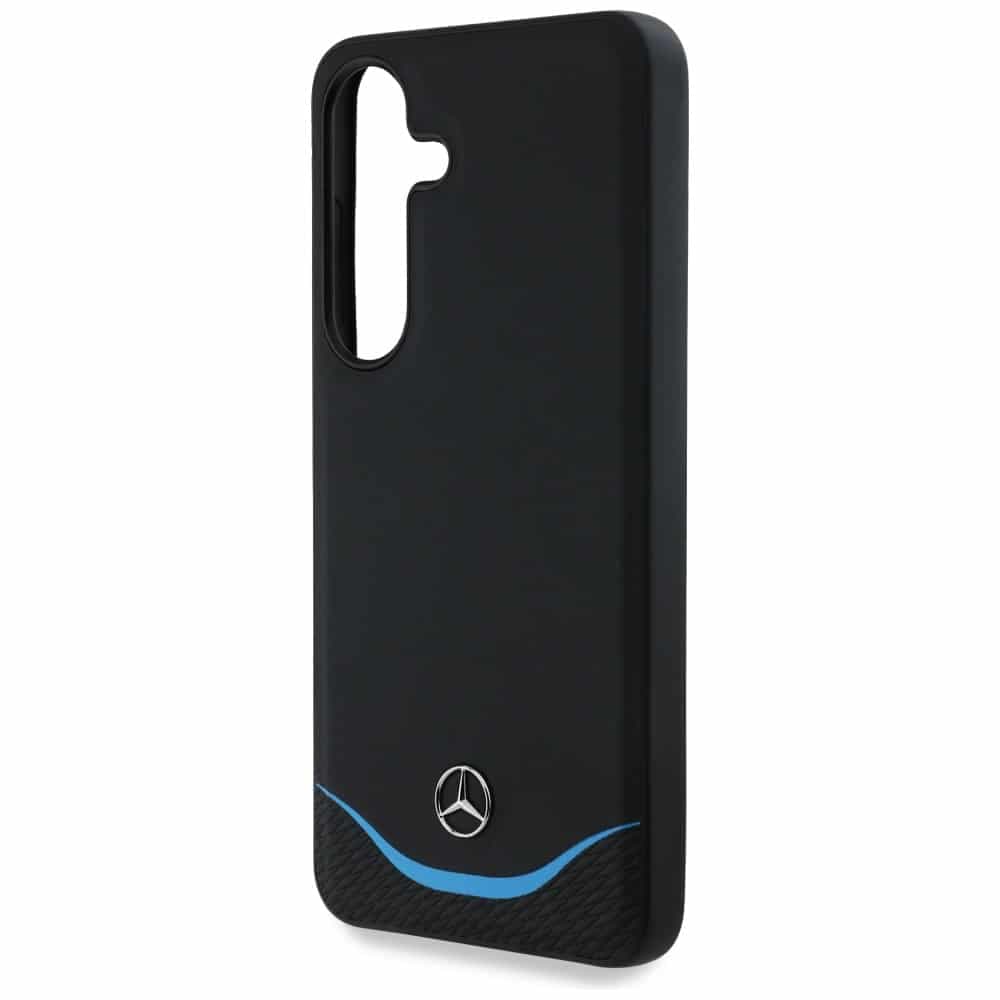 Mercedes Leather Contrasted Blue Horizontal Curve MagSafe case for Samsung Galaxy S25 black 6