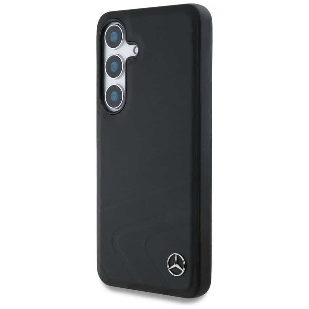 Mercedes Leather Horizontal Debossed Curves MagSafe Case for Samsung Galaxy S25 μαύρο 2
