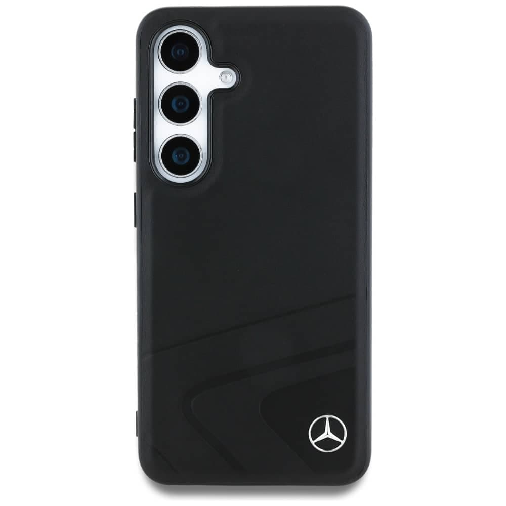 Mercedes Leather Horizontal Debossed Curves MagSafe Case for Samsung Galaxy S25 μαύρο 3