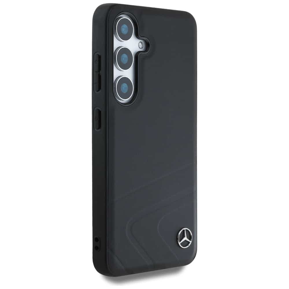 Mercedes Leather Horizontal Debossed Curves MagSafe Case for Samsung Galaxy S25 μαύρο 4