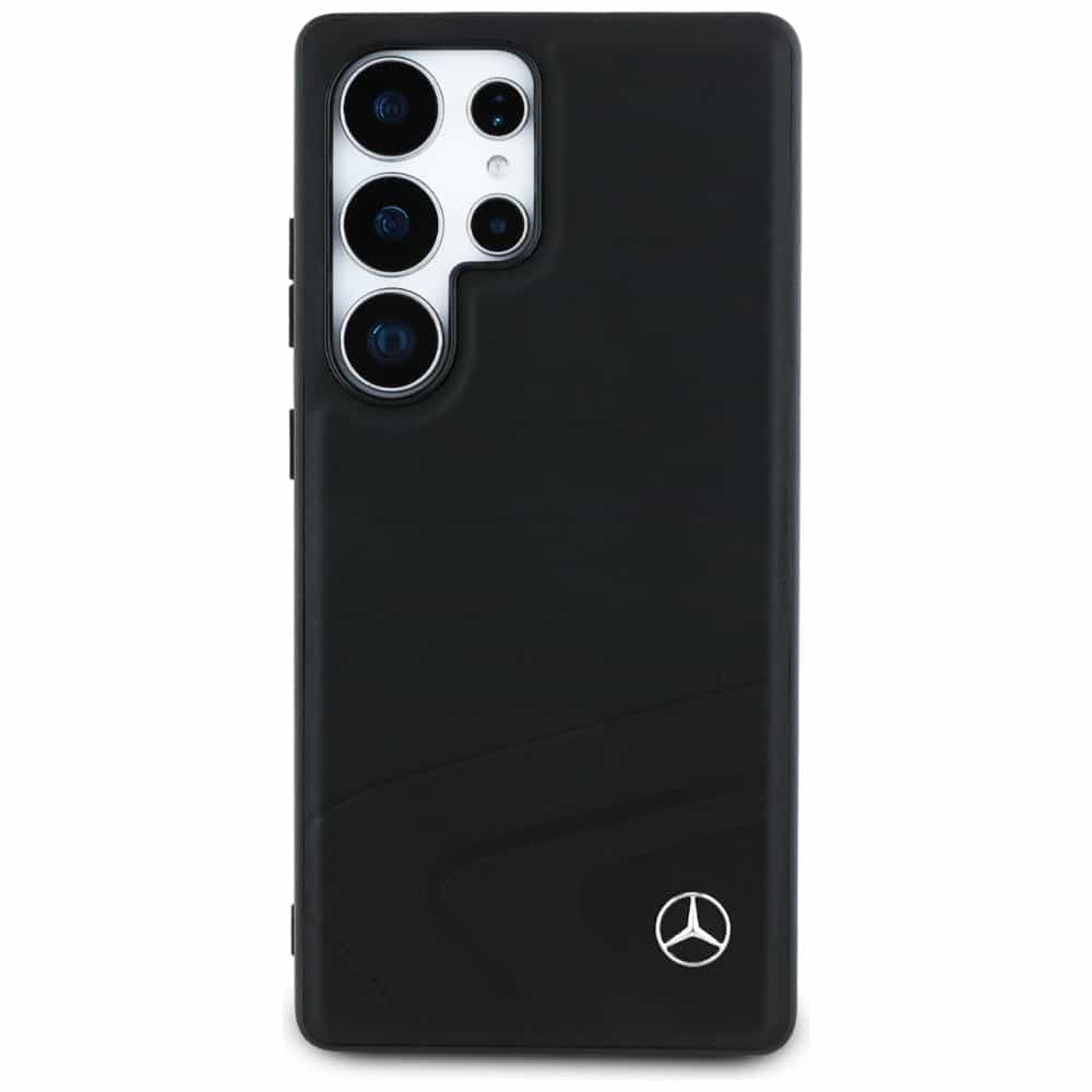 Mercedes Leather Horizontal Debossed Curves MagSafe Case for Samsung Galaxy S25 Ultra Black 3