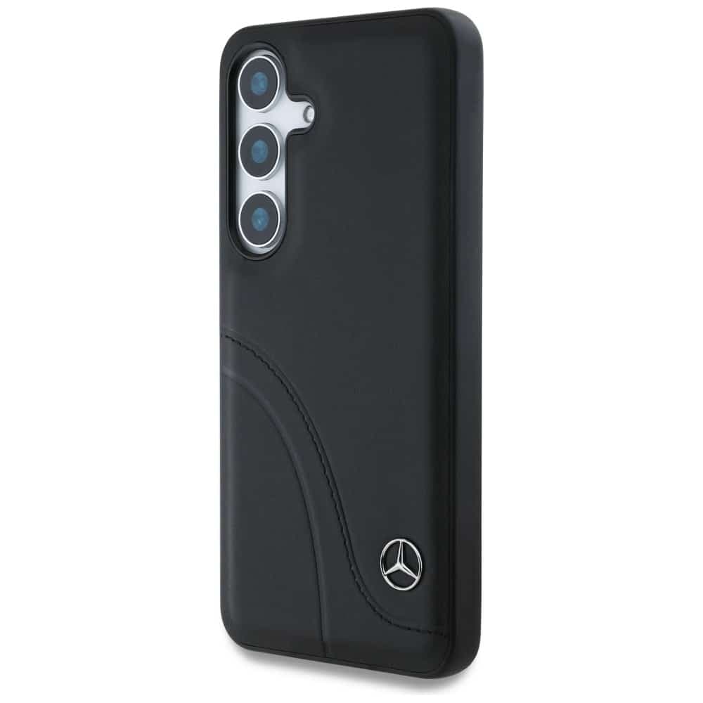 Mercedes Leather Curved Stitches - θήκη για Samsung Galaxy S25 - Μαύρο 2