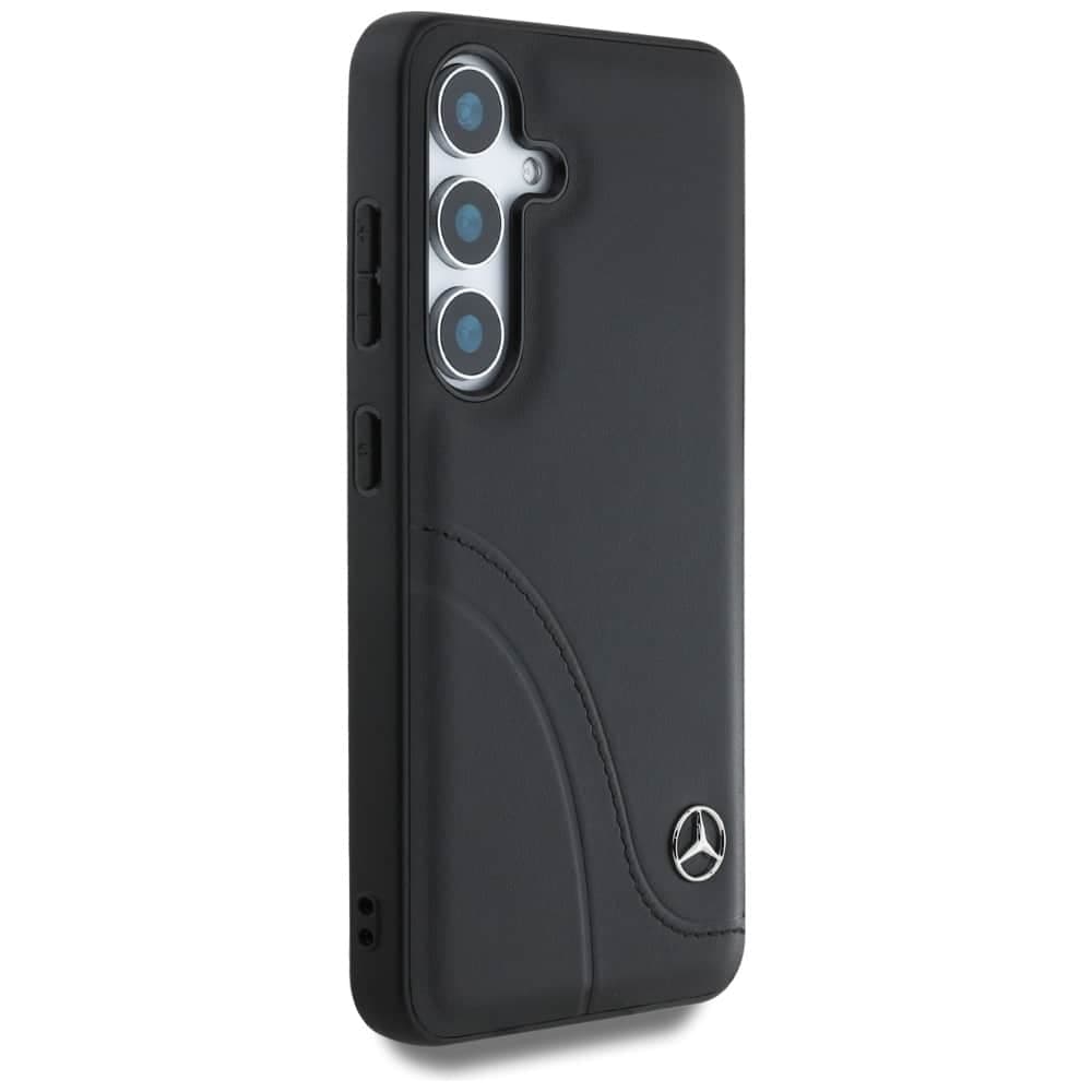Mercedes Leather Curved Stitches - θήκη για Samsung Galaxy S25 - Μαύρο 4