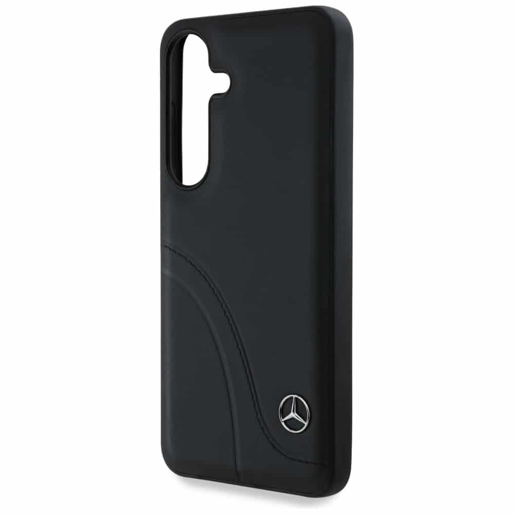 Mercedes Leather Curved Stitches - θήκη για Samsung Galaxy S25 - Μαύρο 6