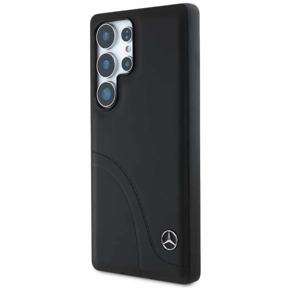 Mercedes Leather Curved Stitches - θήκη για Samsung Galaxy S25 Ultra - Μαύρο 2
