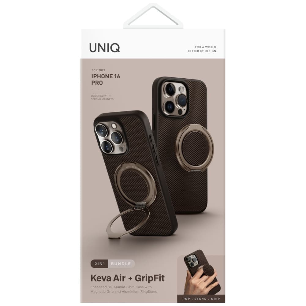 UNIQ Keva Air Magclick Charging GripFit - θήκη για Apple iPhone 16 Pro - Καφέ 6