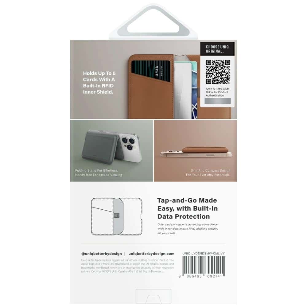 Magnetic RFID wallet UNIQ Lyden DS stand phone caramel 5