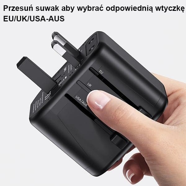 USAMS Adapter siec. 2xUSB T55 12W4w1 US/AU/EU/UK μαύρο CC173TC01 (US-CC173) Univesal Travel Charger 5