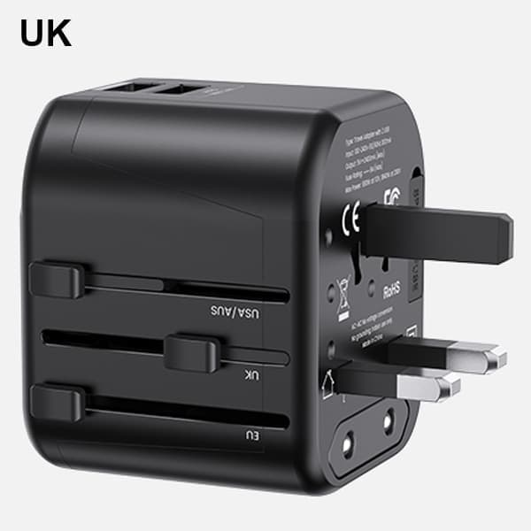 USAMS Adapter siec. 2xUSB T55 12W4w1 US/AU/EU/UK μαύρο CC173TC01 (US-CC173) Univesal Travel Charger 9