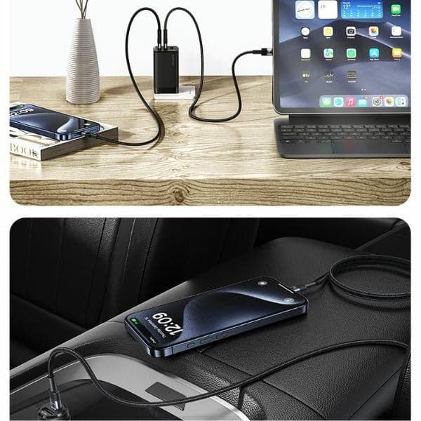 USAMS Καλώδιο USB-C na USB-C 3A 1,2mpleciony SJ724ZJ01 (US-SJ724) Μαύρο 4