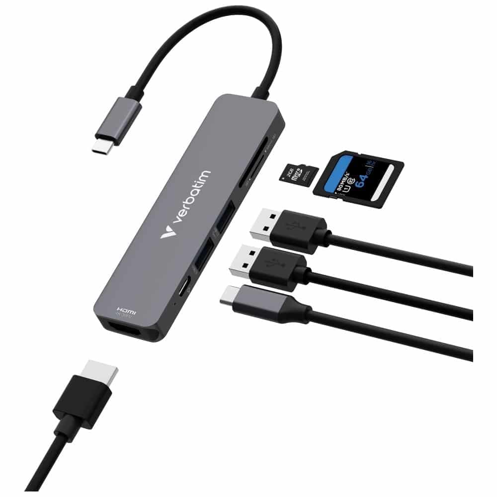 Hub Verbatim USB-C/HDMI/USB-A 3.2/USB-A 2.0/SD/microSD αλουμινίου 32156 6