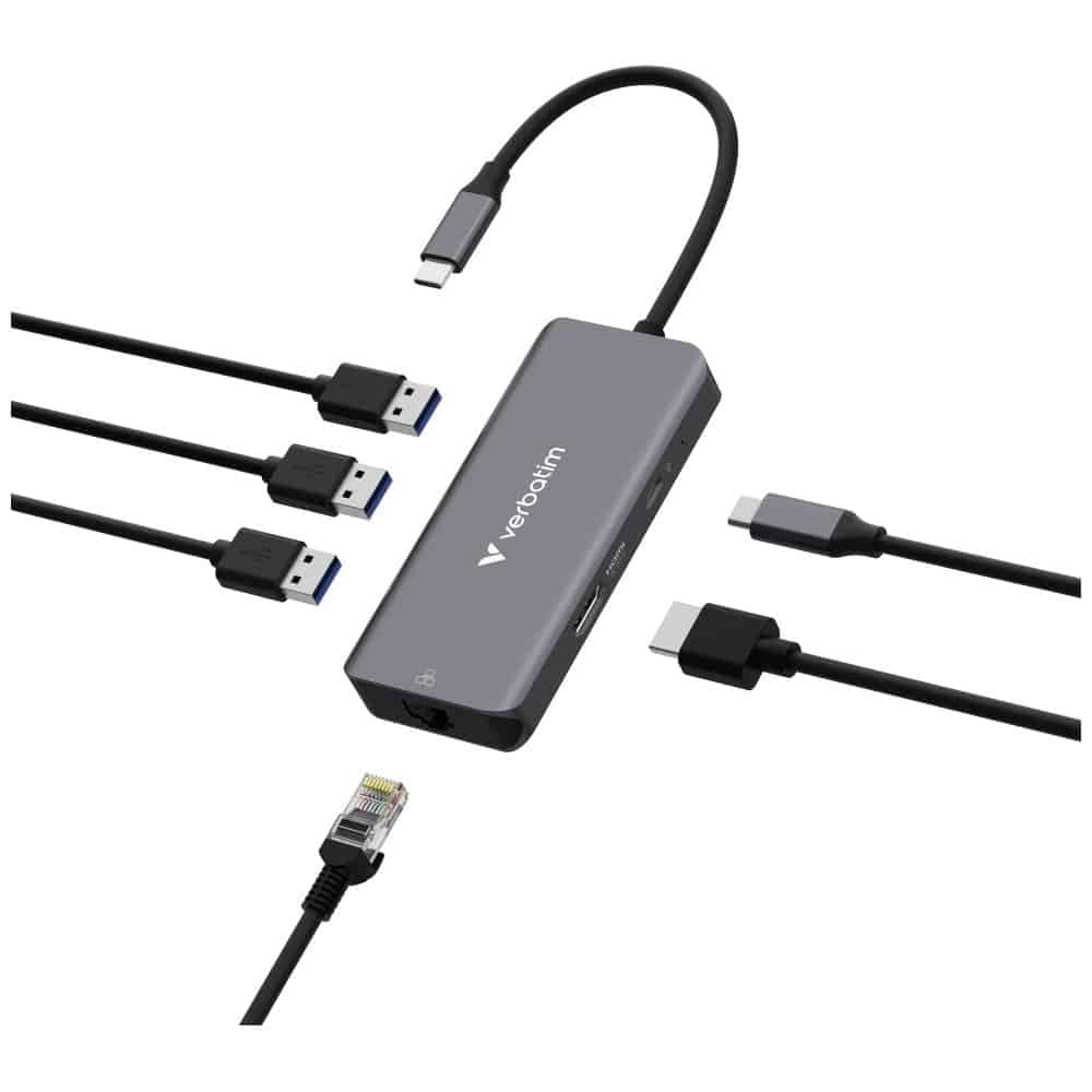Hub Verbatim USB-C/HDMI/3xUSB-A 3.2/RJ45 αλουμινίου 32157 6