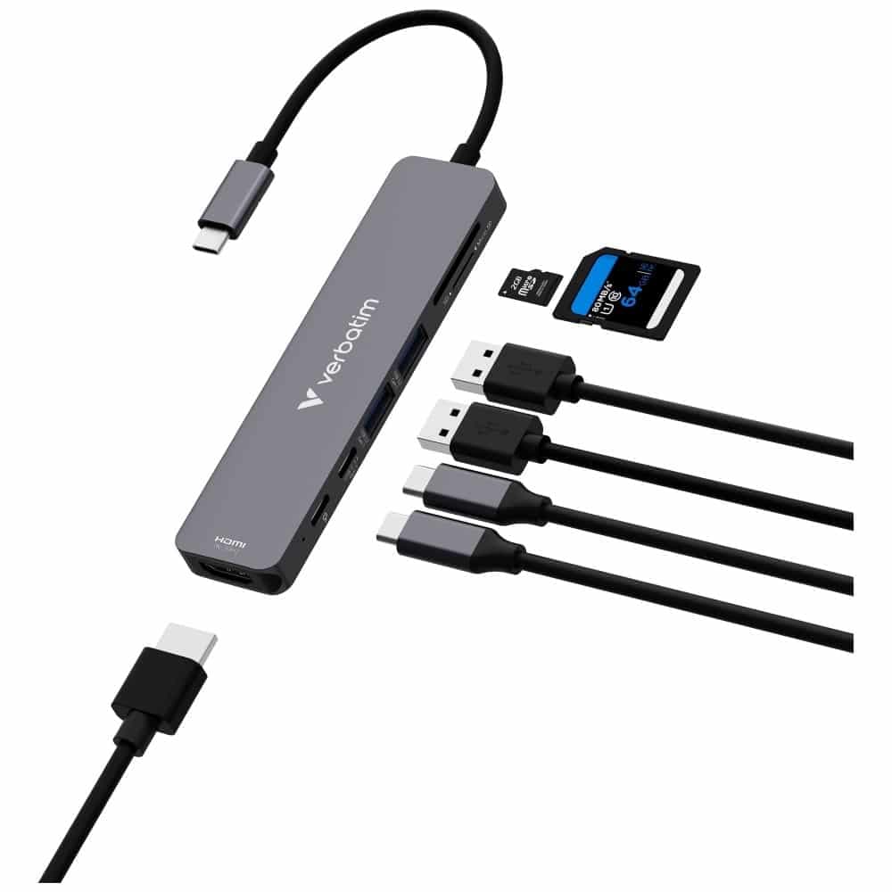 Hub Verbatim HDMI/USB-C 3.2/USB-C/2xUSB-A 3.2/SD/microSD αλουμινίου 32158 6